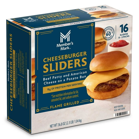 Member's Mark Cheeseburger Sliders, Frozen, 2.3 oz., 16 ct.