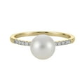thumbnail image 4 of Cultured Freshwater Pearl and 0.08 CT.T.W. Diamond Ring in 14K Gold, 4 of 6