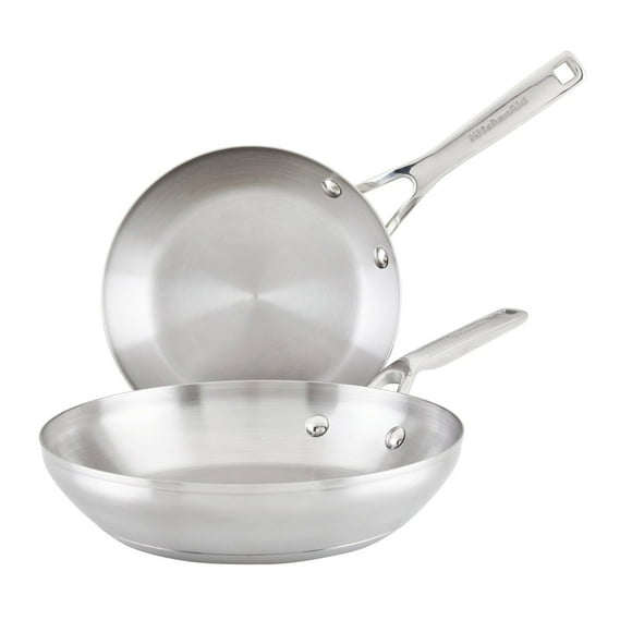 KitchenAid 3-Ply Base Stainless Steel Cookware Induction 2-Piece Fry Pans Set, Brushed Stainless Steel