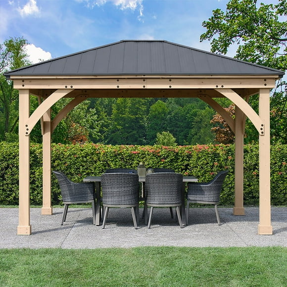 Yardistry All-Cedar Meridian Gazebo with Aluminum Roof, Choose Size
