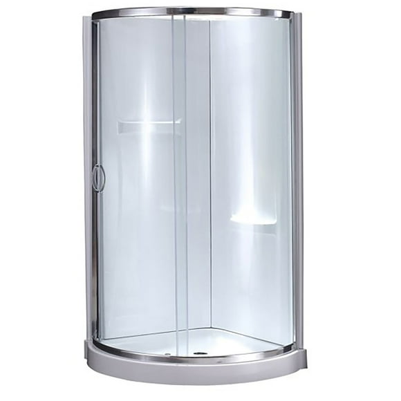 Breeze 34” x 34” x 77” Corner Shower Kit with Clear Glass, Walls, Base and Hardware