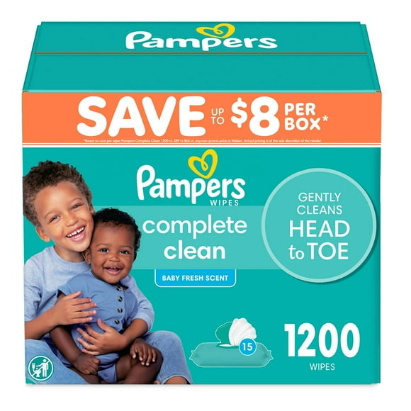 Pampers, Complete Clean Baby Wipes, Baby Fresh Scent, 15 pk., 1200 Wipes