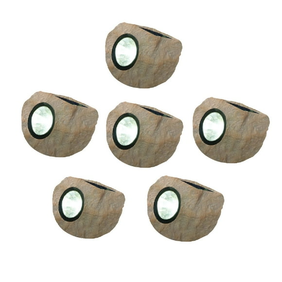 Deck Impressions Solar 15 Lumen Mini Rock Lights, 6-Pack