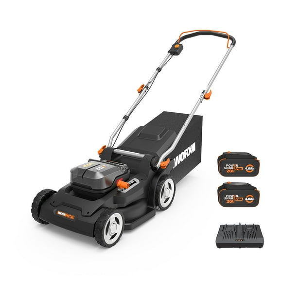 WORX WG745.1 40V 17'' Brushless Cordless Battery Powered Push Lawn Mower - 2 Blades 2 Batteries & Charger Included
