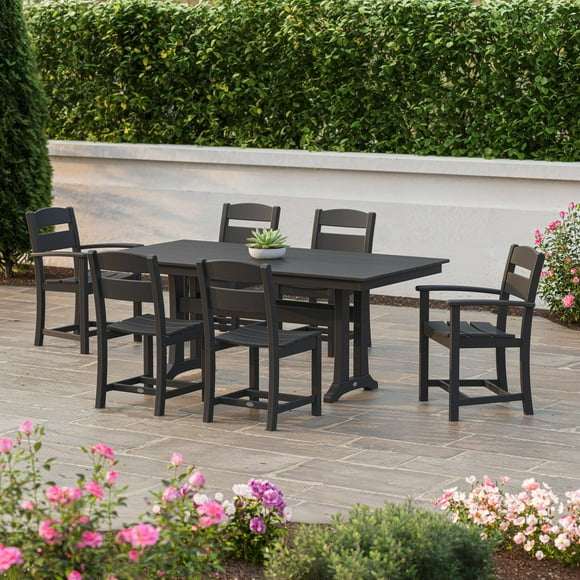 POLYWOOD Gulf Shores Farmhouse Trestle Dining Set, 7pc