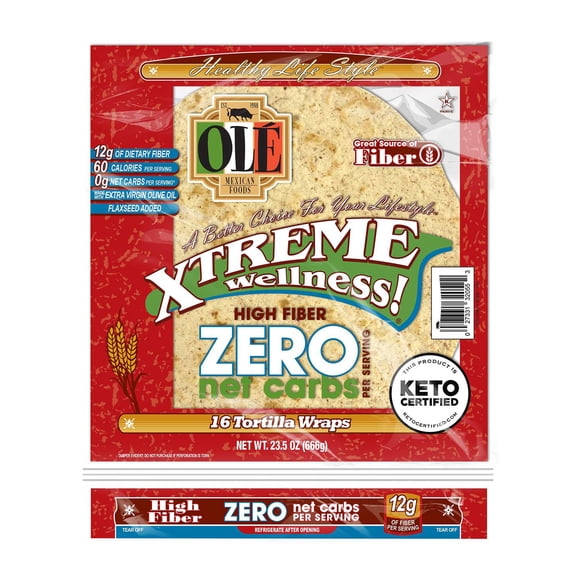 Ole Xtreme Wellness High Fiber Tortilla Wraps, 8 in., 16 ct.