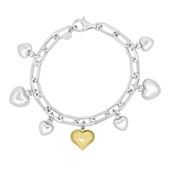Heart Charm Bracelet in 14K Gold & Sterling Silver