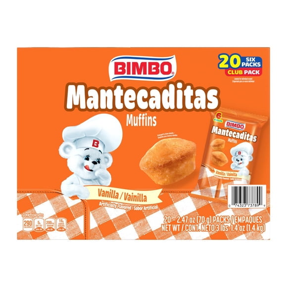 Bimbo Mantecaditas Vanilla Muffins, Bite Size, 20 pk.