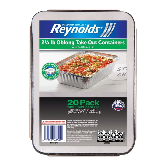 Reynolds Oblong Aluminum Foil Containers with Lids, 20 ct.