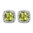 thumbnail image 3 of Cushion Cut Gemstone and 0.15 CT. T.W. Halo Diamond Stud Earrings in 14K Gold, 3 of 5
