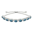 thumbnail image 1 of Oval Cut Gemstone Halo Bolo Bracelet in Sterling Silver, 1 of 5