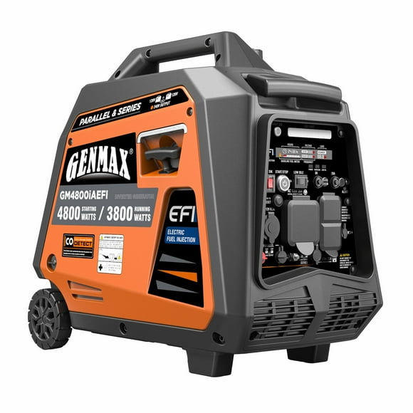 4800/3800-Watt Genmax Gas-Powered Lightweight Inverter With CO Sensor + Remote Electric Start / Telescopic Handle