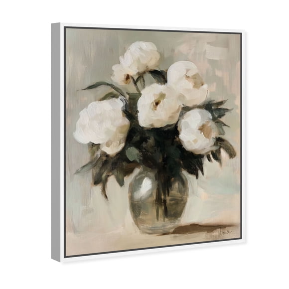 Cream Roses Vase Floral Canvas Print by Oliver Gal Prints
