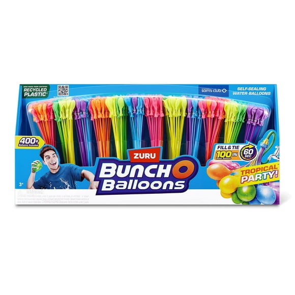 Zuru Bunch O Balloons 400+ Rapid-Fill Self-Tying Recyclable Water Balloons, 12 Stems