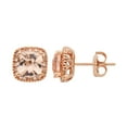 thumbnail image 1 of Cushion Cut Gemstone and 0.15 CT. T.W. Halo Diamond Stud Earrings in 14K Gold, 1 of 5