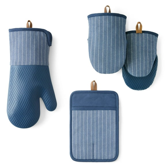 Member's Mark 4 -Pack Yarn Dyed Silicone Oven Mitt, Pot Holder, Mini Mitt Set