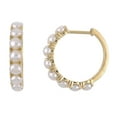 thumbnail image 2 of 15MM White Cultured Freshwater Seed Pearl Huggie Hoop Earrings in 14K Gold, 2 of 4