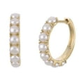 thumbnail image 1 of 15MM White Cultured Freshwater Seed Pearl Huggie Hoop Earrings in 14K Gold, 1 of 4