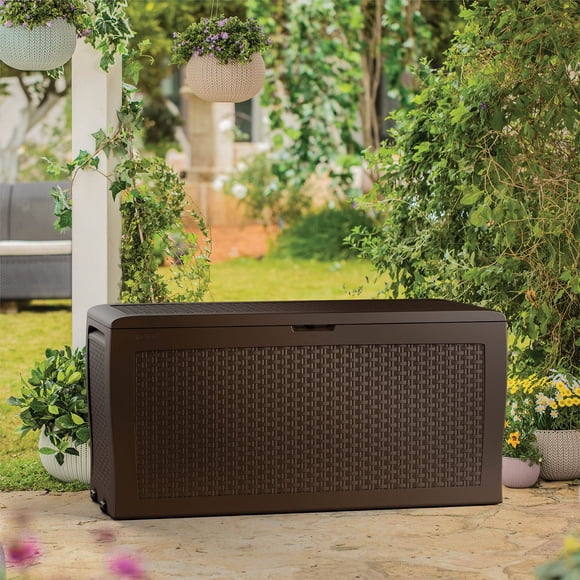 Keter Samoa 70 Gal. Resin Deck Box Large Outdoor Storage, Brown