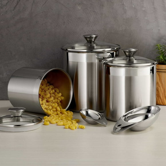 Tramontina 6-Piece Stainless Steel Covered Canister Set with Measuring Scoops