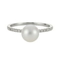 thumbnail image 4 of Cultured Freshwater Pearl and 0.08 CT.T.W. Diamond Ring in 14K Gold, 4 of 6