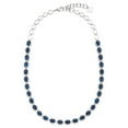 thumbnail image 1 of Oval Cut Lab Created Gemstone Halo Tennis Necklace in Sterling Silver, 1 of 4