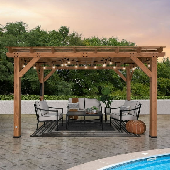 Backyard Discovery 14' x 10' Delray Cedar Pergola with PowerPort