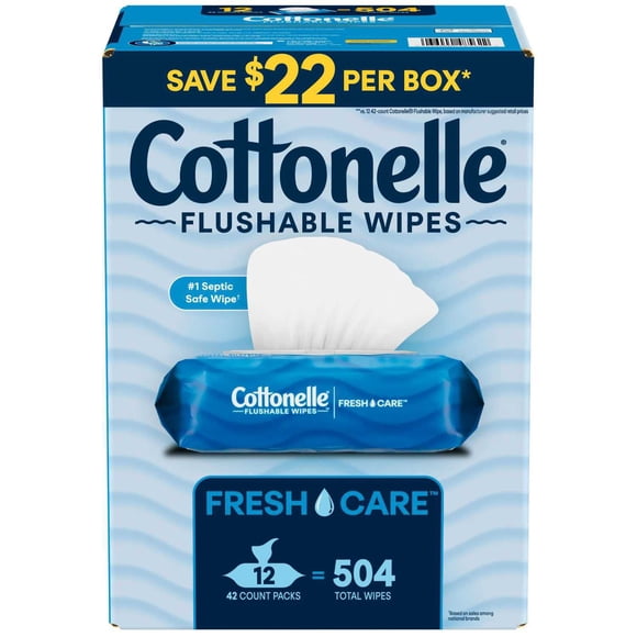 Cottonelle Freshcare Flushable Wipes, 12 ct., 504 wipes