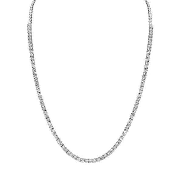 Round Cut Lab Created Gemstone Tennis Necklace in Sterling Silver