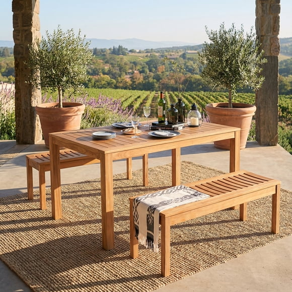 Cambridge Casual Sonoma Teak Outdoor Dining Patio Set, 3pc