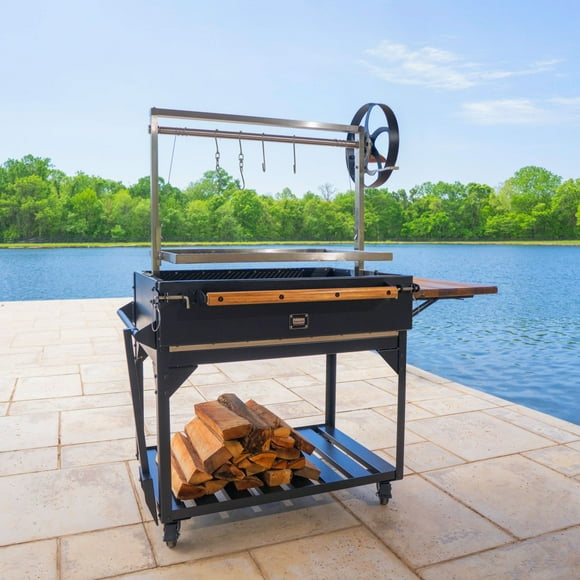 Backyard Discovery Heritage Steel Grill with Wood Fire and Charcoal