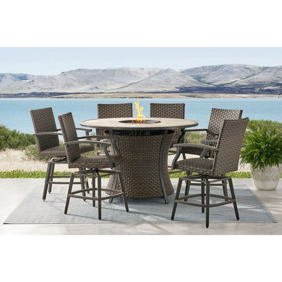 Member's Mark Highland Counter Height Fire Dining Set, 7pc