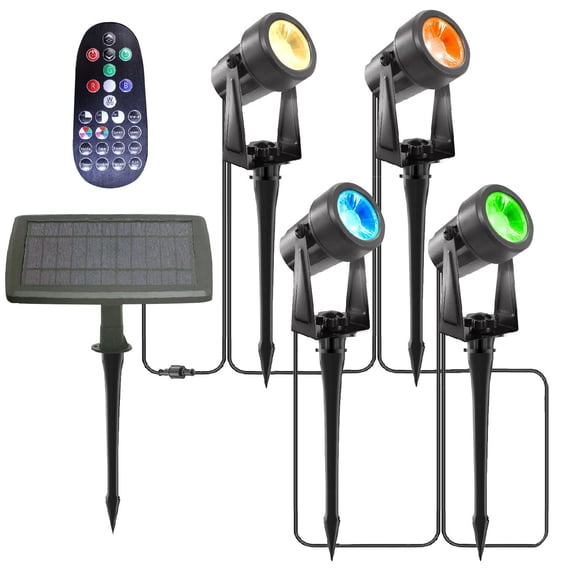 Deck Impressions Solar Spotlight with Detached Solar Panel, 4-Pack