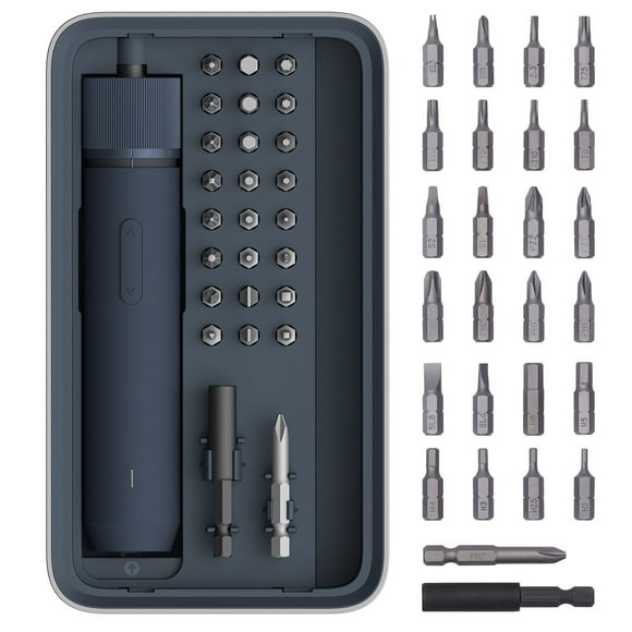 HOTO 3.6V Electric Screwdriver Tool Kit, Rechargeable, Magnetic Case Lid, 3 Torque Settings, 1500mAh Battery, LED Light