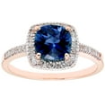 thumbnail image 1 of Cushion Cut Gemstone & 0.18 CT.T.W. Halo Diamond Ring in 14K Gold, 1 of 4