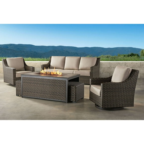 Member's Mark Highland Deep Seating Fire Set with Sunbrella Fabric, 6pc