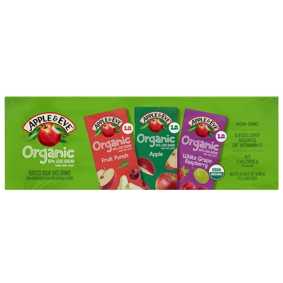 Apple & Eve Organic Reduced Sugar Variety Pack, 6.75 fl. oz., 36 pk.
