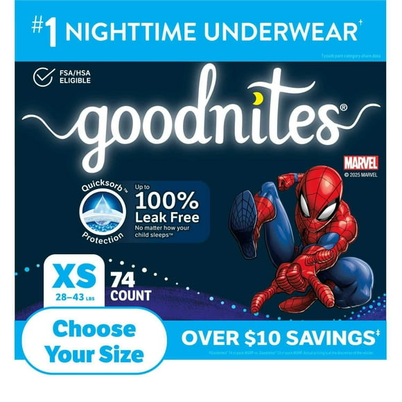 Goodnites Nighttime Bedwetting Underwear for Boys, Sizes Extra Small - Extra Extra Large