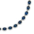 thumbnail image 2 of Oval Cut Lab Created Gemstone Halo Tennis Necklace in Sterling Silver, 2 of 4