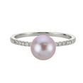 thumbnail image 4 of Cultured Freshwater Pearl and 0.08 CT.T.W. Diamond Ring in 14K Gold, 4 of 6